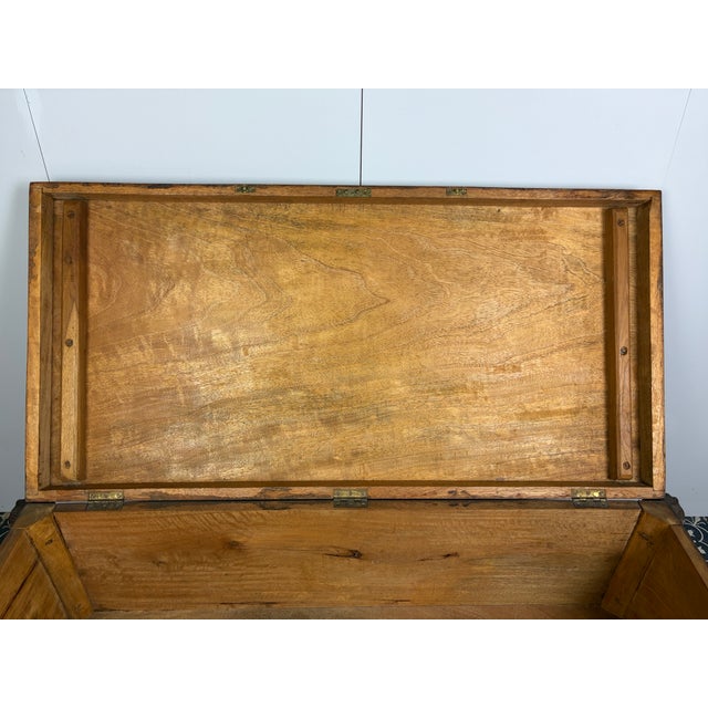 Antique Hand-Carved Indian Exotic Hardwood Dowry Chest, 1890s For Sale - Image 10 of 18