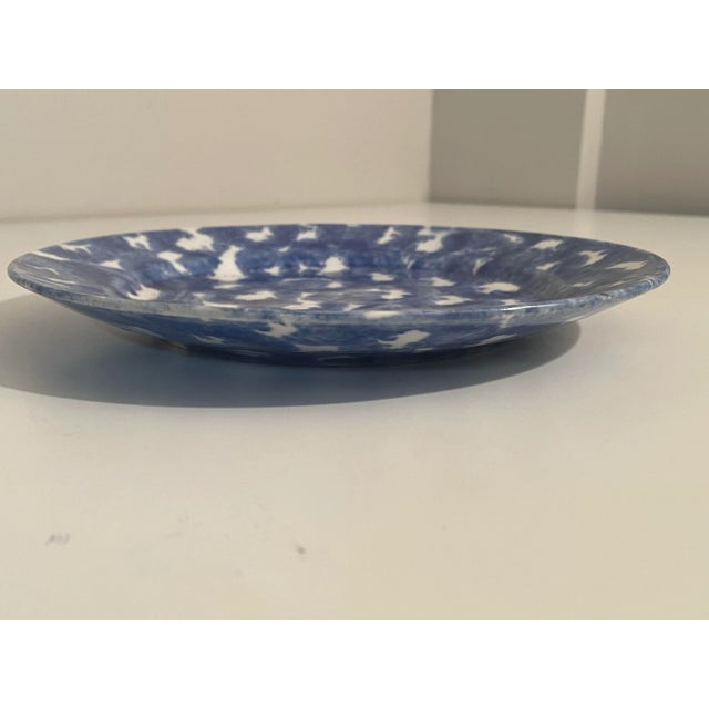 Antique Spongeware Pottery Blue and White Plate - Lancaster County Pa For Sale - Image 4 of 5