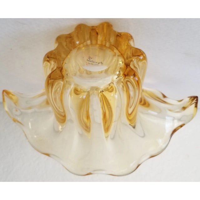 Teleflora Vintage Teleflora Champagne Gold Thick Art Glass Vase For Sale - Image 4 of 6