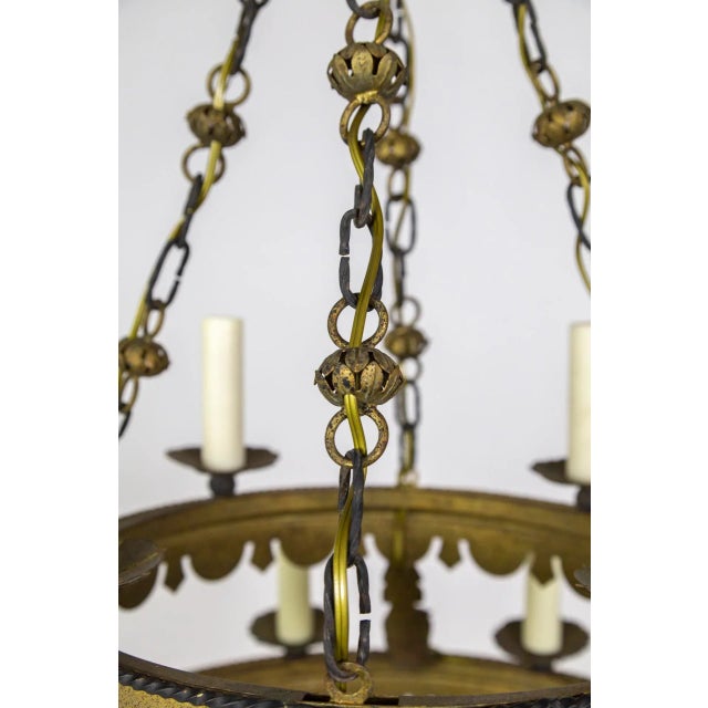 Mid 20th Century Tudor Style 2-Tier Tole Ring Chandelier For Sale - Image 4 of 12
