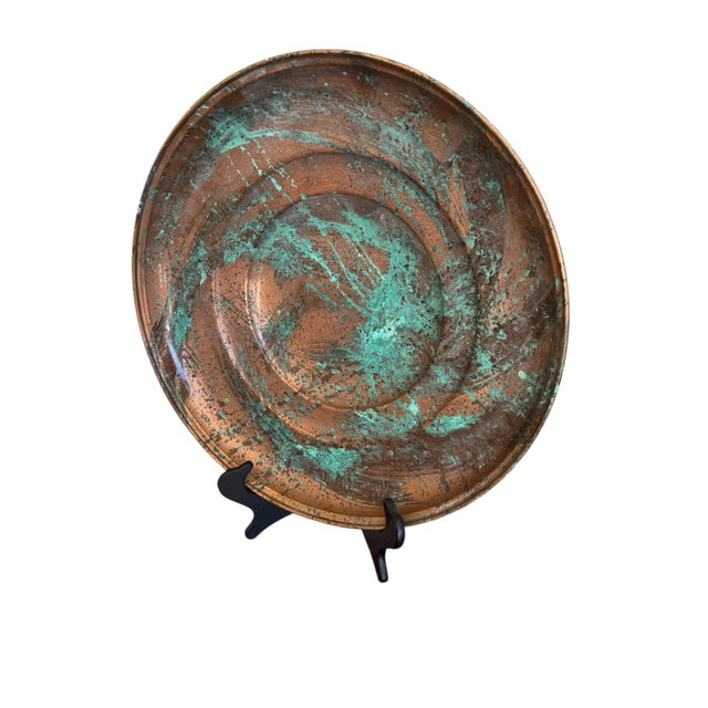 Contemporary Large Vintage Patinated Copper Bowl For Sale - Image 3 of 12