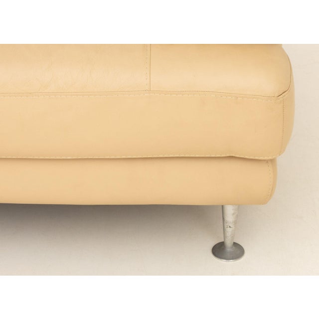 Nicoletti Beige Leather Upholstered Two-Seat Sofa For Sale In New York - Image 6 of 10