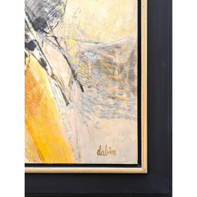 Black Joël Dabin "Cheveux en Liberte" Modern Yellow Abstract Expressionist Painting of Horses, 1992 For Sale - Image 8 of 12