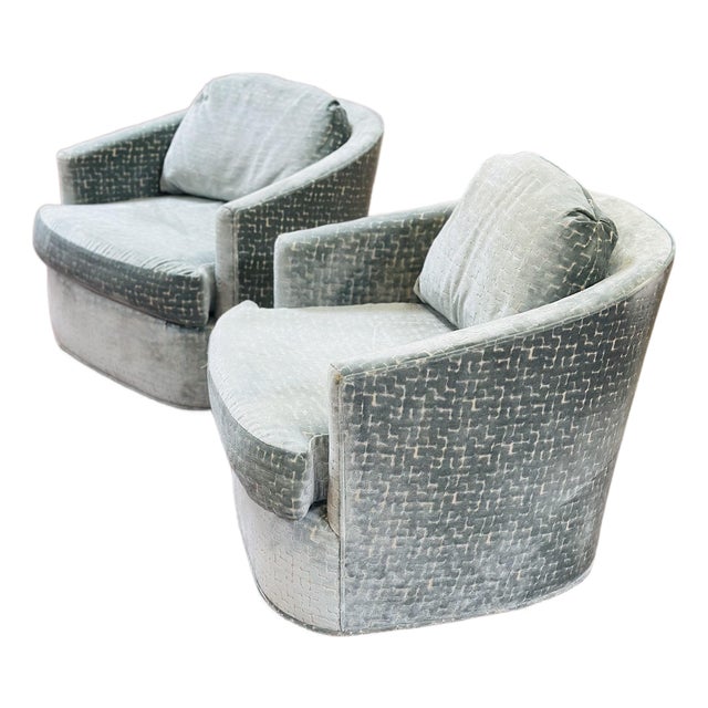 Vintage Barrel Back Swivel Chairs, Newly Reupholstered For Sale