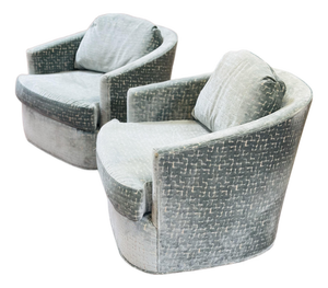 Vintage Barrel Back Swivel Chairs, Newly Reupholstered