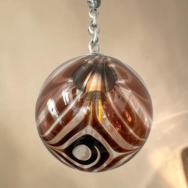 Portuguese Art Deco Globe Pendant Light by Marinha Grande, 1960s For Sale - Image 6 of 17