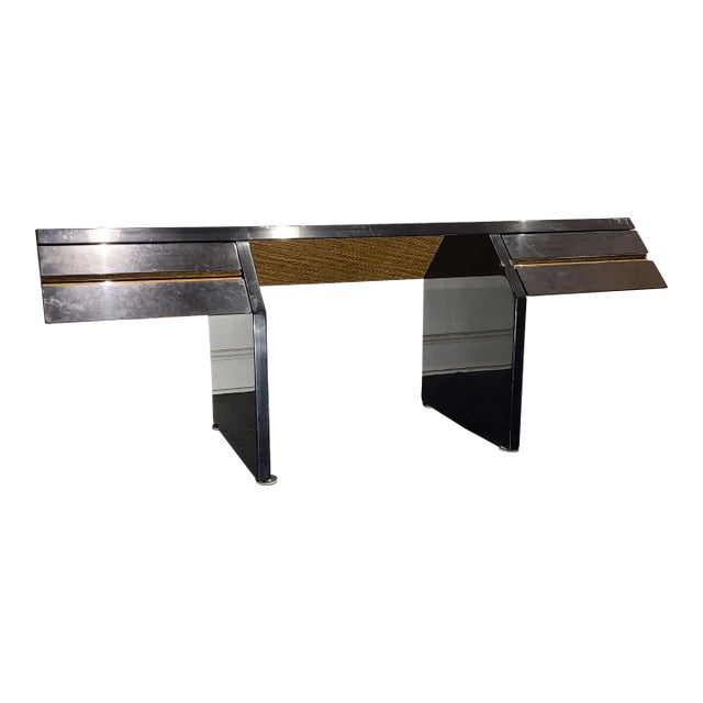 Italian Laquer / Zebrawood Desk by Giovanni Offredi for Saporiti For Sale