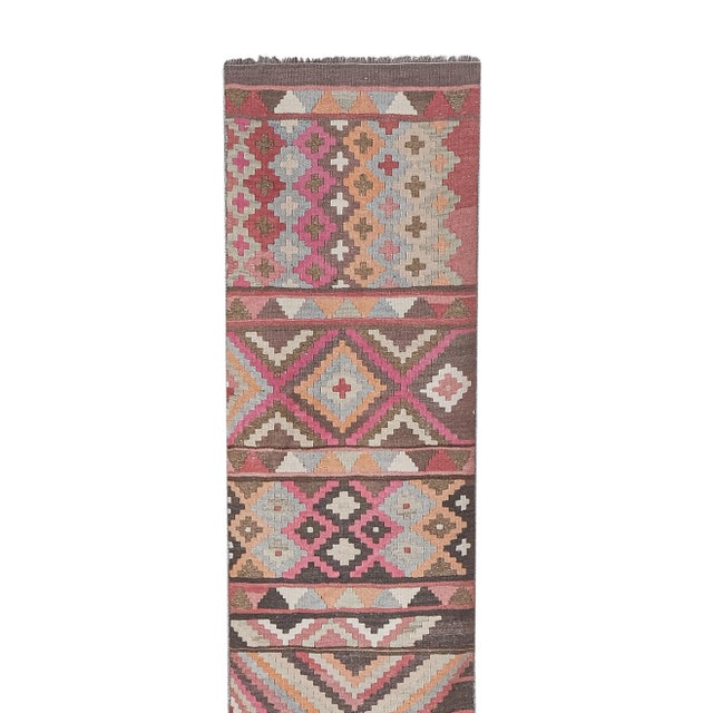 Vintage Turkish Stair Kilim Runner Rug 2'5'' X 20'4'' 29.1'' x 244.5'' / 74 x 621 cm Hand woven with high quality pure...