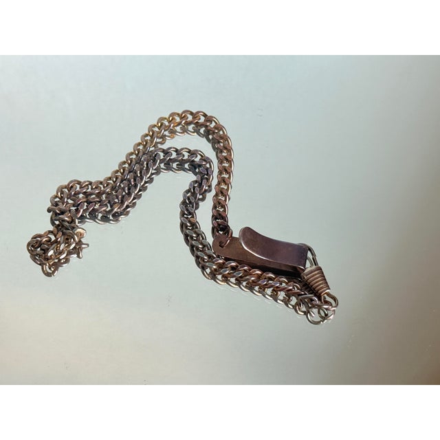 Gold Vintage Victorian/Edwardian Revival Copper Chatelaine Chain v Belt Hook Watch Chain, 1960s For Sale - Image 8 of 17