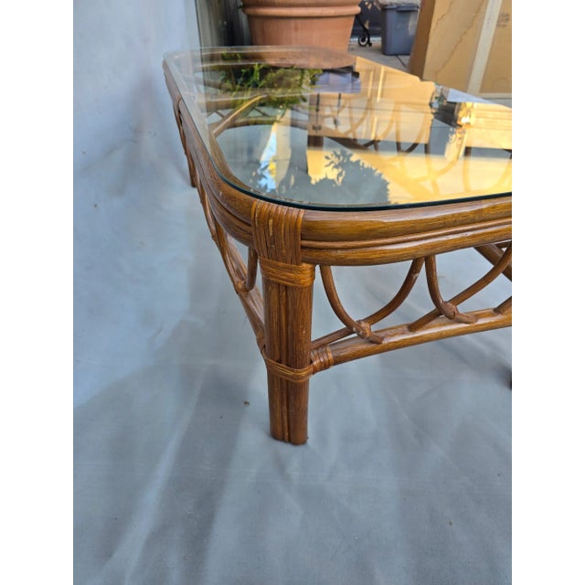 Modern Mid 20th Century Rattan Coffee Table Attributed to McGuire For Sale - Image 3 of 9