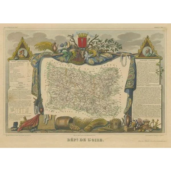 Antique Map of the Department of Oise For Sale - Image 3 of 6
