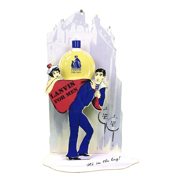 1950s Lanvin for Men Cologne 3-D Advert Sign For Sale
