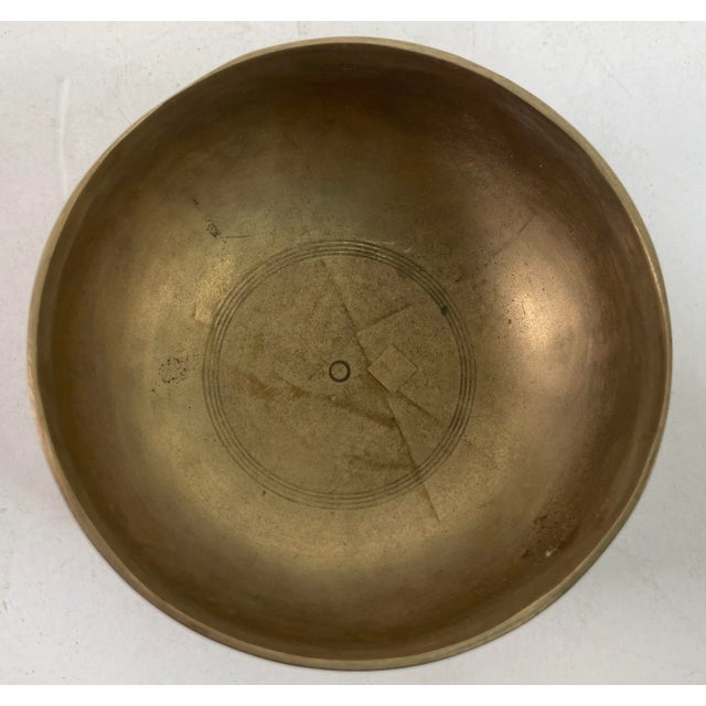 Vintage Asian Bronze Singing Hammered Bowl For Sale - Image 4 of 12