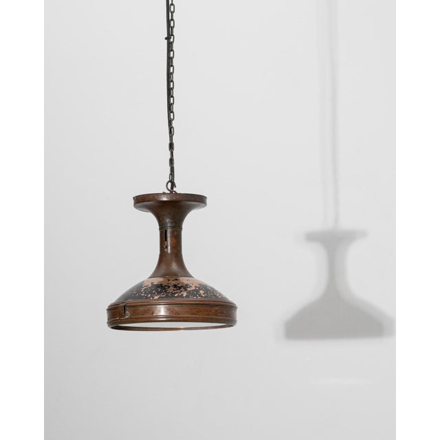 Metal 1920s French Copper Industrial Pendant Lamp For Sale - Image 7 of 18