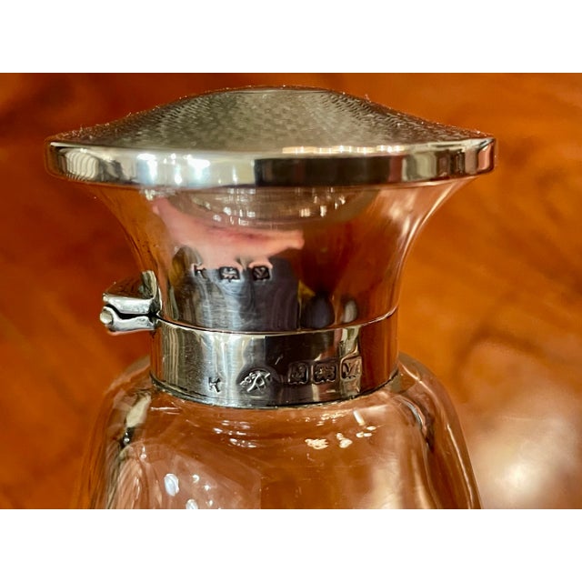 Metal 1920s Cut Glass Perfume Bottle With Sterling Silver Top For Sale - Image 7 of 7