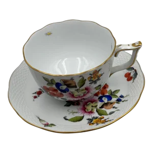 Herend Soup Cup & Saucer Set Fruits & Flowers (Bfr) # 700 by Herend