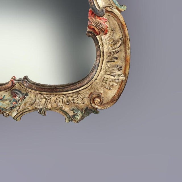 French Large 54" French Niccolini Louis XIV Style Polychromed Mirror Signed 20thC For Sale - Image 3 of 15