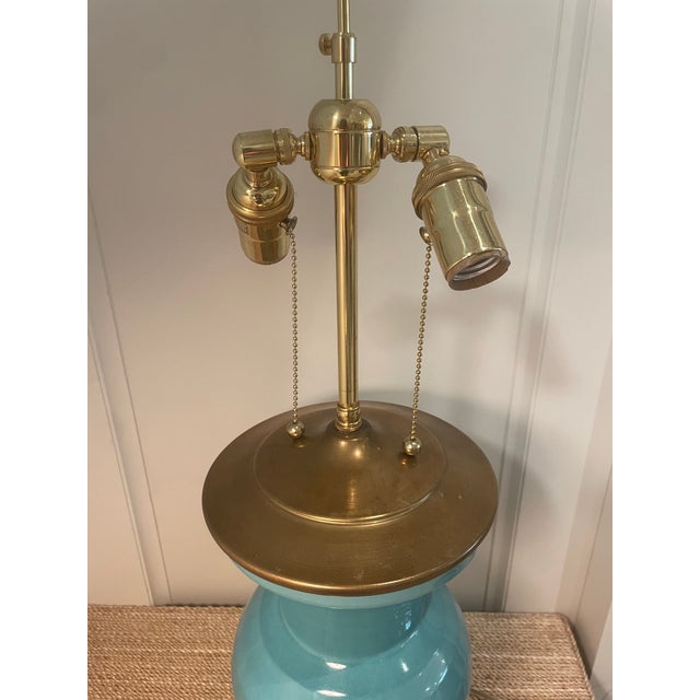 Christopher Spitzmiller, Inc Blue Glazed Lamp by Christopher Spitzmiller For Sale - Image 4 of 4