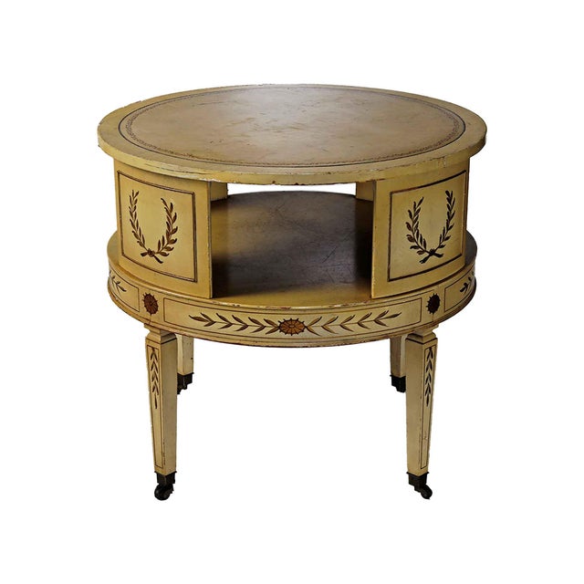 Vintage Drum Table French Provincial Style For Sale - Image 4 of 4