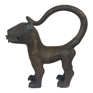 Vintage Lg Royal Benin Kingdom Bronze Leopard 19.5" H Nigeria