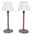 1960s Bergboms, Table Lamps, Leather, Nickel Plated, Sweden - a Pair For Sale
