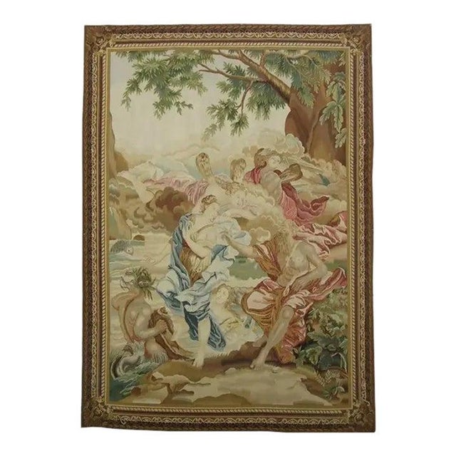 Textile Vintage Woven Figural Tapestry For Sale - Image 7 of 8
