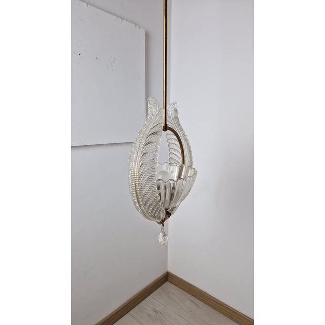 Chandelier in Brass and Clear Glass by Ercole Barovier for Barovier & Toso, 1960s For Sale - Image 10 of 18