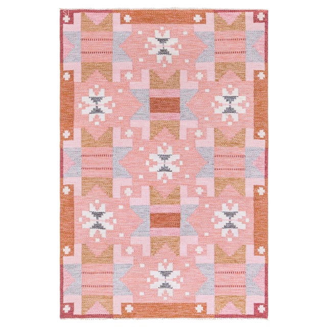 Doris Leslie Blau Swedish Flat Woven Rug by Ingegerd Silow For Sale