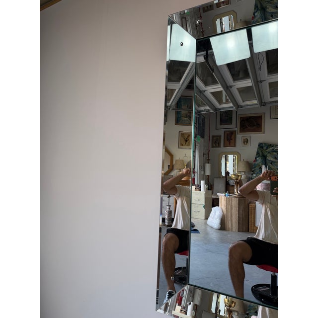 Large 1960’s Vintage Hollywood Regency Style Beveled Glass Wall Mirror For Sale In Miami - Image 6 of 12