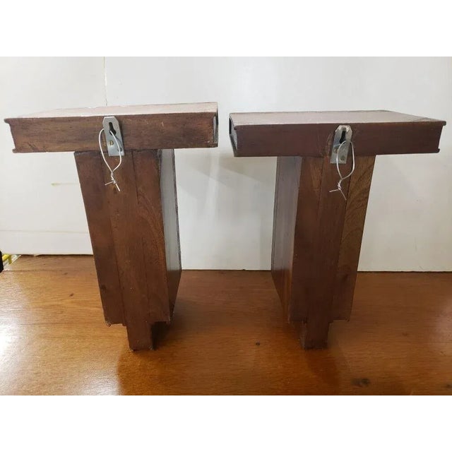 Wood Pair of Circa 1970 Wooden Charles Dickens Wall Brackets For Sale - Image 7 of 8