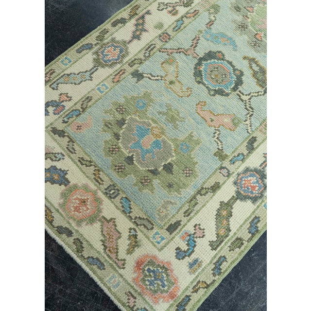 Blue Turkish Oushak Rug 2'7" x 6'2" #19220 For Sale - Image 8 of 8