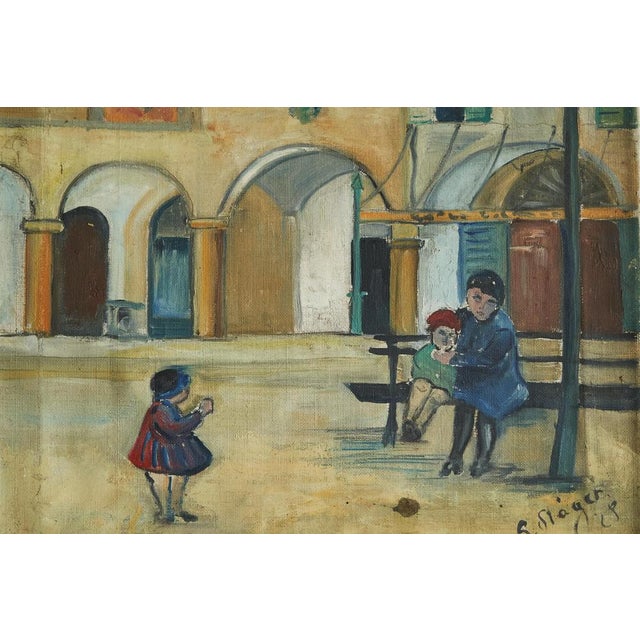 Fritz Stäge, Village Green, Oil on Canvas, 1928 For Sale - Image 9 of 12