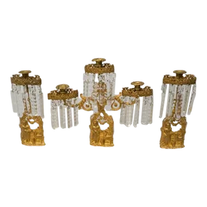 Mid 19th Century Antique Gilt Metal American Girandole Set- 3 Pieces