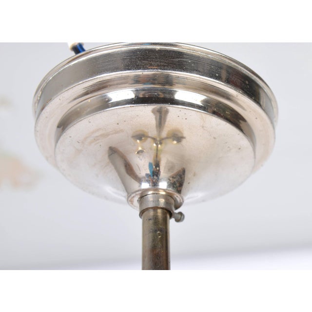 Art Deco Bauhaus Nickel Plated Chandelier with Opaline Glass, 1930s For Sale - Image 6 of 9