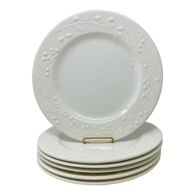 Vintage Italian Large Plates With Berry Vines- Set of 6 For Sale