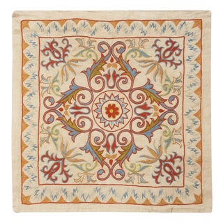 21"x20" All Silk Embroidered Cushion Cover. Handmade Pillowcase. New Toss Pillow For Sale