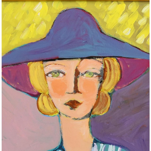 Original Portrait Oil Painting by Ruth Arenz Including the Antiqued Gold Wood Frame For Sale In Los Angeles - Image 6 of 8