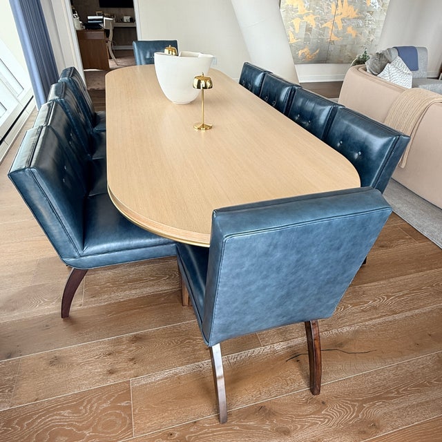 Wood Set of 10 Gilbert Rohde Art Deco Chairs With Rose Tarlow Leather For Sale - Image 7 of 16