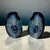 A vintage pair of polished dyed blue agate geode bookends "blue shot eyes" features a vibrant dyed finish and pupil sized...