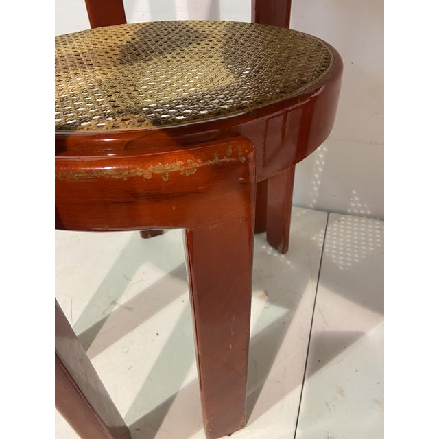 Italian Red Lacquered Wooden Breakfast Table and Chairs by Gianfranco Frattini, 1975, Set of 5 For Sale - Image 6 of 11