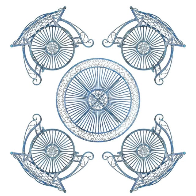 Metal Thessaly 5 Piece Set - Mossy Blue For Sale - Image 7 of 8