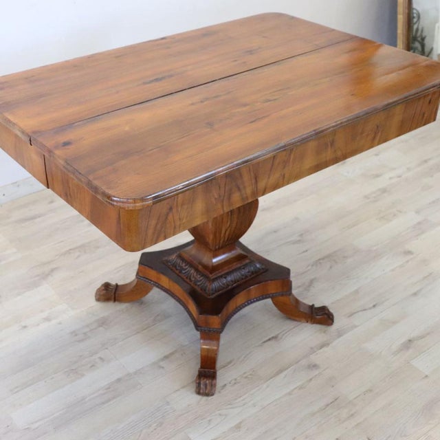 Antique Extendable Walnut Card or Tea Table with Drawer, 1800s For Sale - Image 6 of 16
