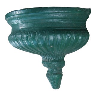 Late 20th Century Neoclassical Cast Iron Wall Fountain Bowl Garden Planter Urn Sconce Lavabo 23" For Sale
