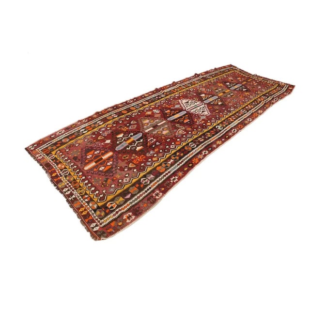 Boho Chic Mid 20th Century Vintage Turkish Handwoven Kilim Rug For Sale - Image 3 of 7