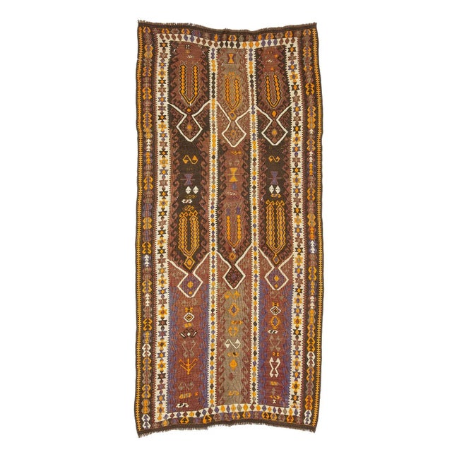 Textile Vintage Turkish Kars Kilim Rug For Sale - Image 7 of 7