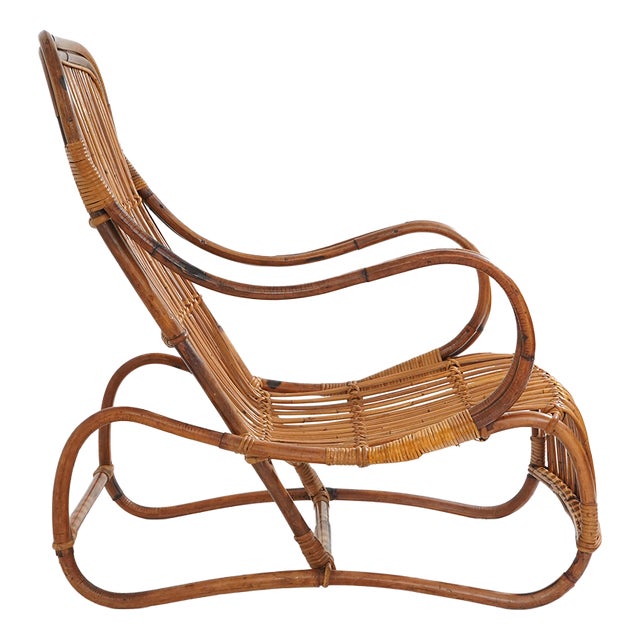Rattan Lounge Chair, 1950s For Sale