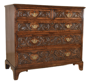 Late 18th Century English Oak Carved Chest of Drawers