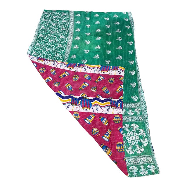 Textile Vintage Indian CottonThrow Kantha Quilt 87" by 55" W For Sale - Image 7 of 9