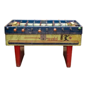 Vintage Mexican Foosball Table With Metal Players C.1940-1970
