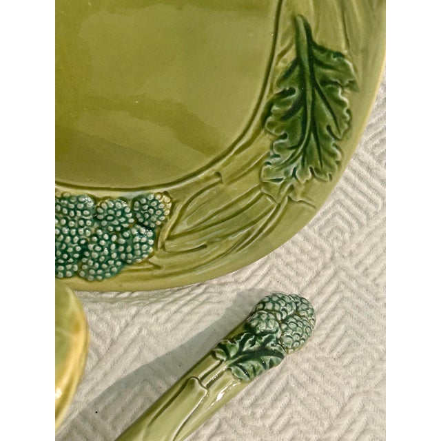 Vintage Portuguese Majolica Broccoli Tureen With Original Ladle & Underplate For Sale - Image 10 of 14